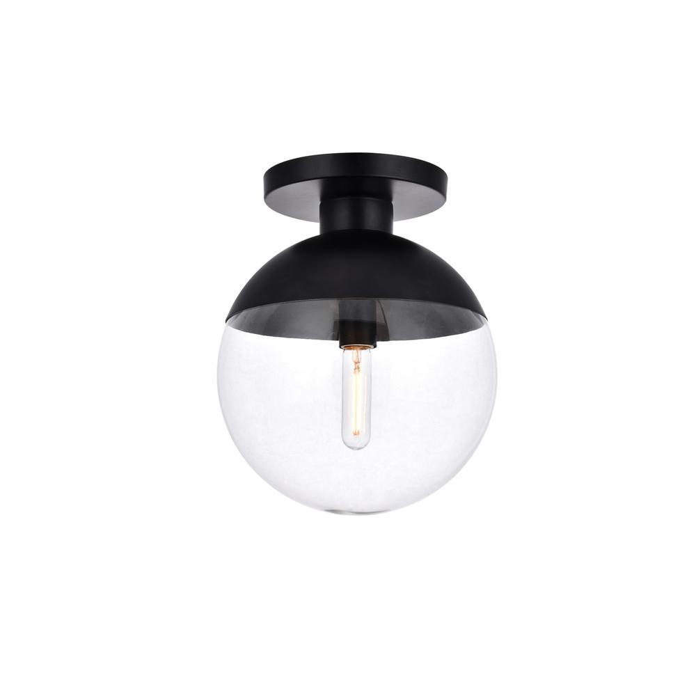 Eclipse 1 Light Black Flush Mount With Clear Glass. Picture 2