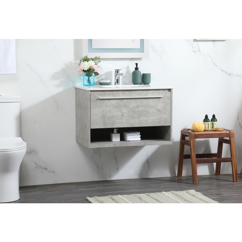 30 Inch Single Bathroom Vanity In Concrete Grey. Picture 2