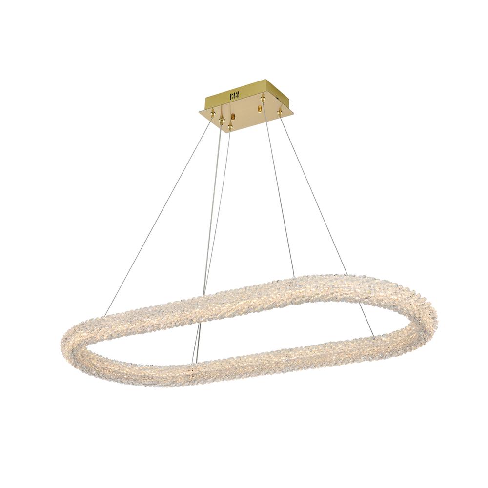 Bowen 42 Inch Adjustable Led Chandelier In Satin Gold. Picture 1