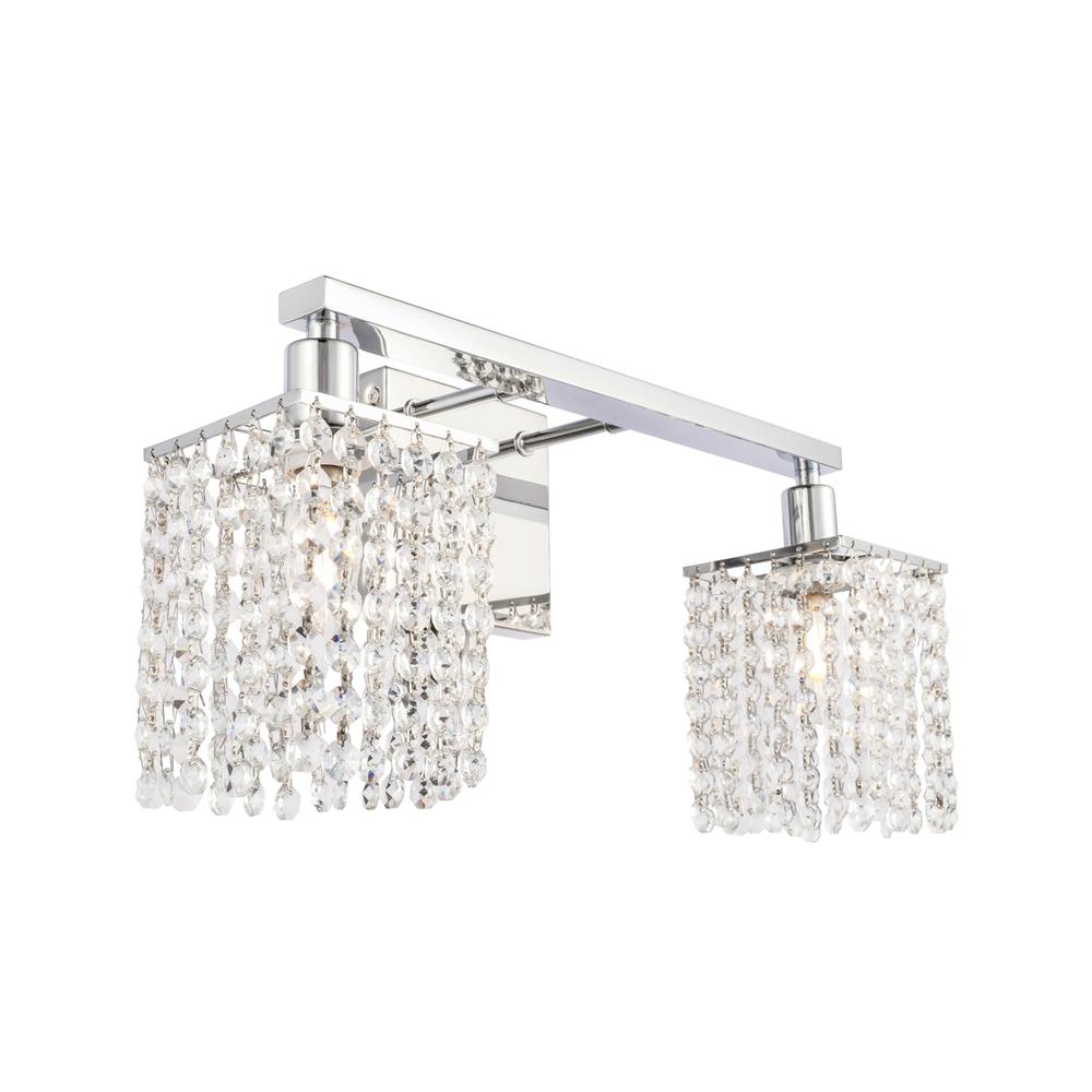 Phineas 2 Light Chrome And Clear Crystals Wall Sconce. Picture 6