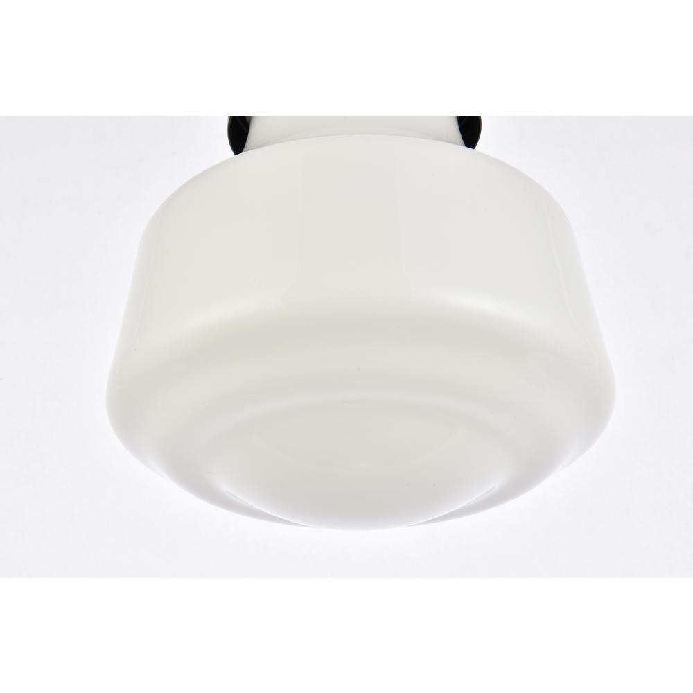 Lyle 1 Light Black And Frosted White Glass Plug In Pendant. Picture 3