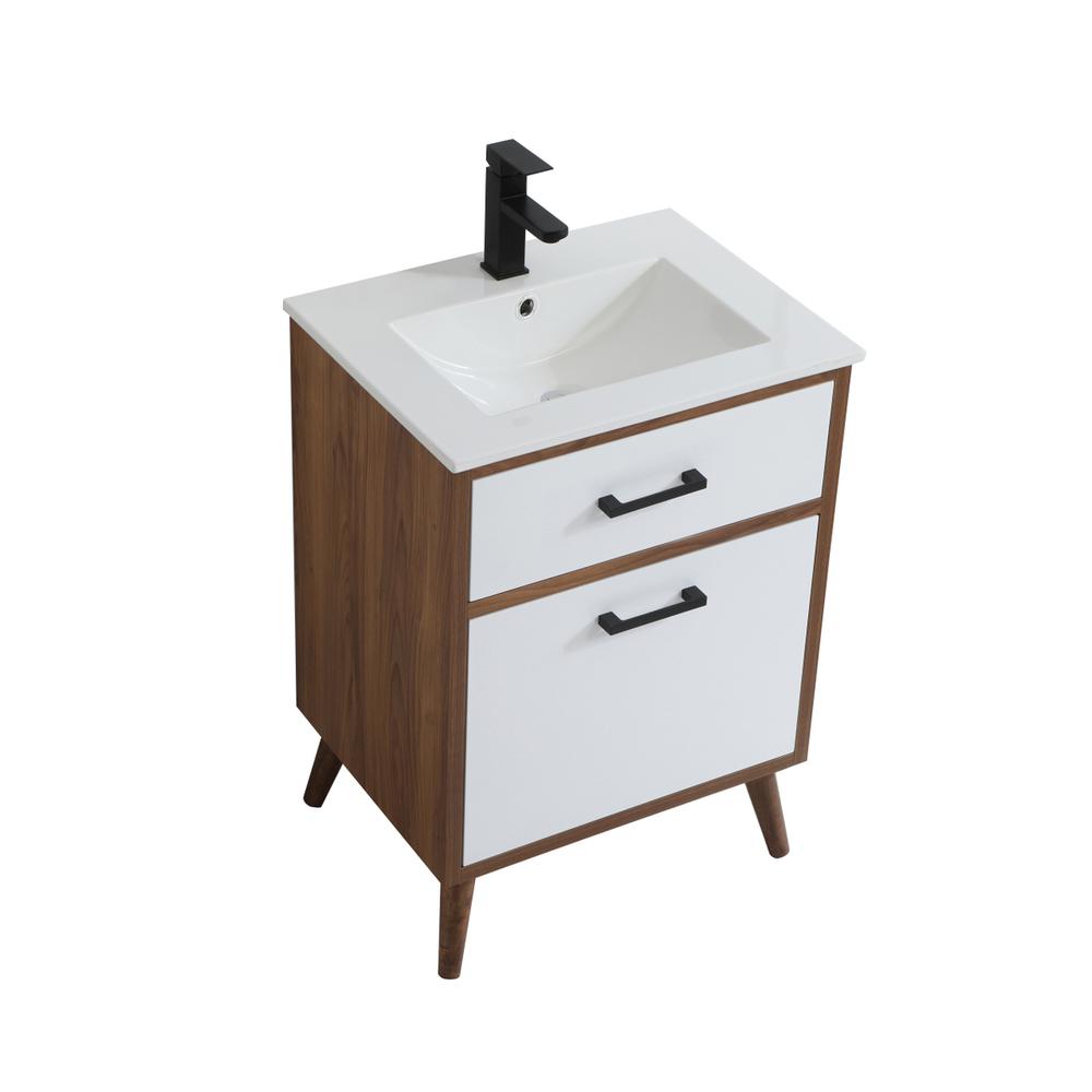24 Inch Bathroom Vanity In Matte White. Picture 7