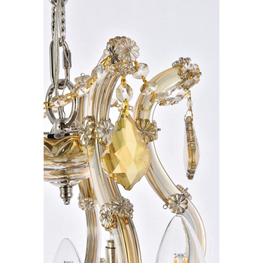 Maria Theresa 6 Light Golden Teak Pendant Golden Teak (Smoky) Royal Cut Crystal. Picture 5