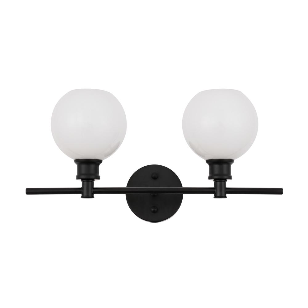Collier 2 Light Black And Frosted White Glass Wall Sconce. Picture 2