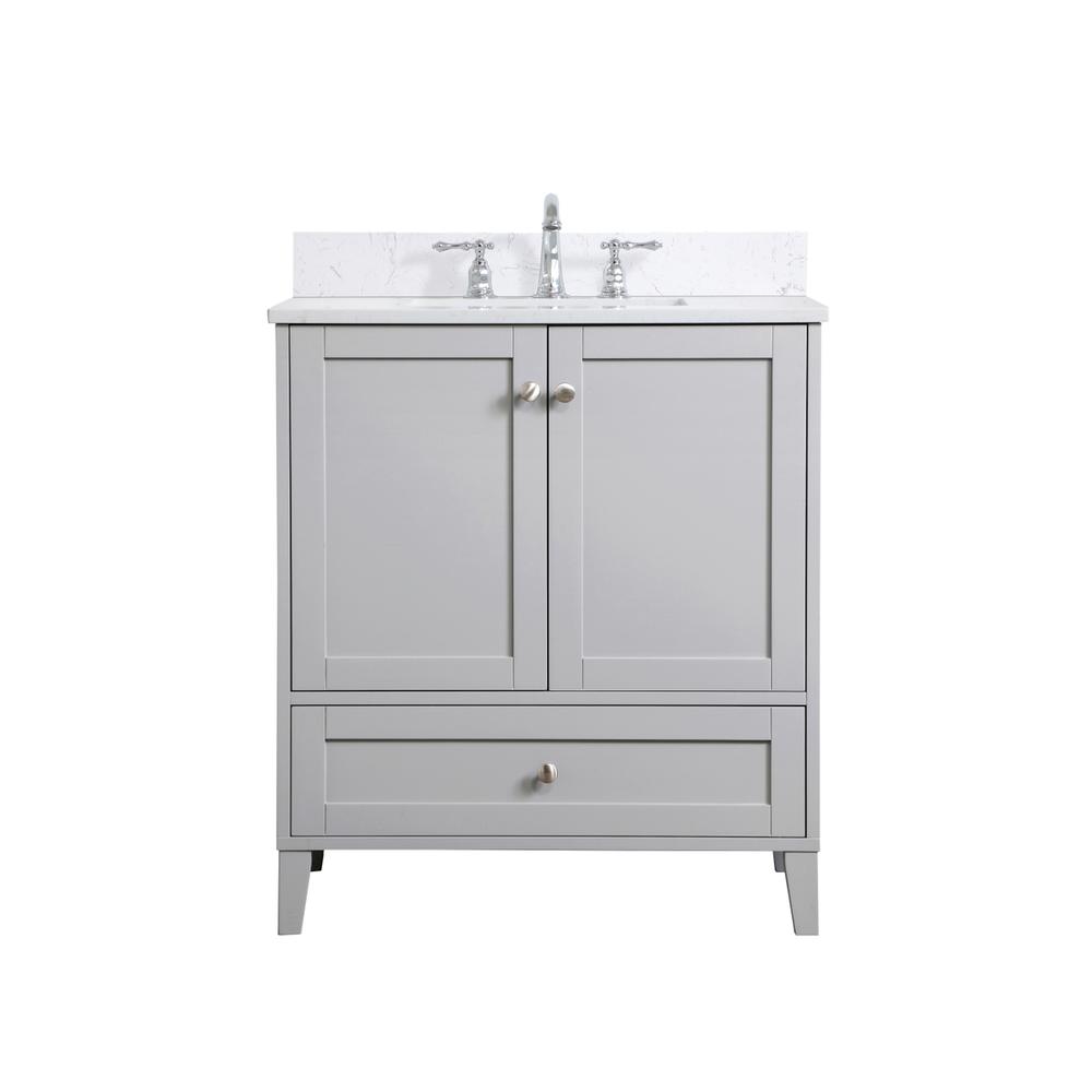 30 Inch Single Bathroom Vanity In Grey With Backsplash. Picture 1