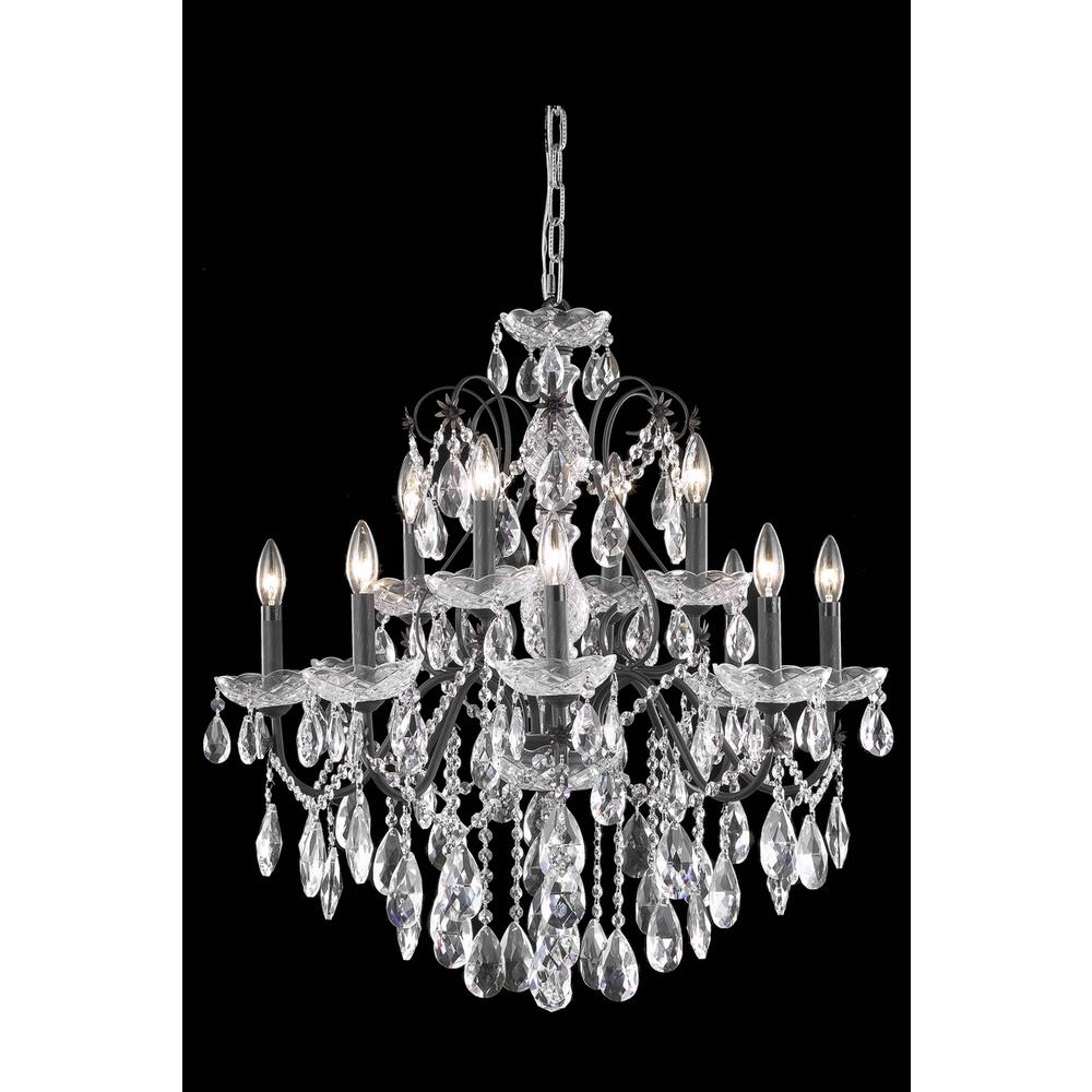St. Francis 12 Light Dark Bronze Chandelier Clear Royal Cut Crystal. Picture 1