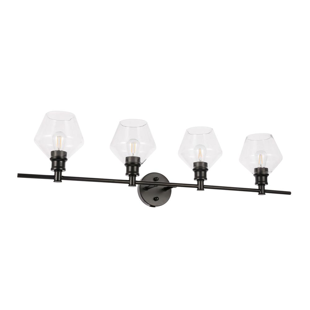 Gene 4 Light Black And Clear Glass Wall Sconce. Picture 4
