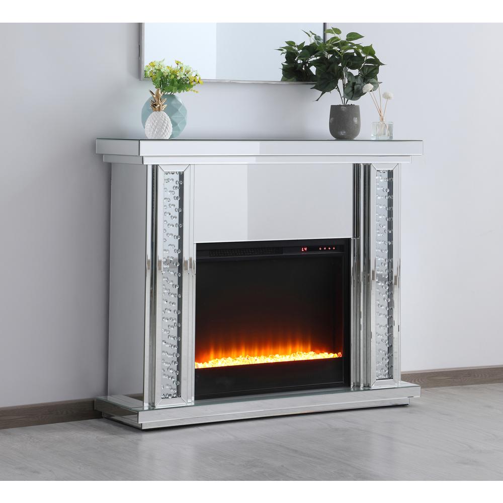 47.5 In. Crystal Mirrored Mantle With Crystal Insert Fireplace. Picture 2