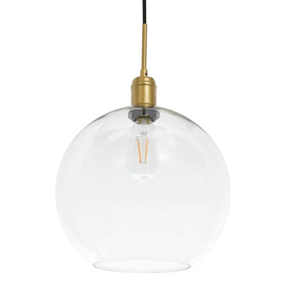 Emett 1 Light Brass And Clear Glass Pendant. Picture 7