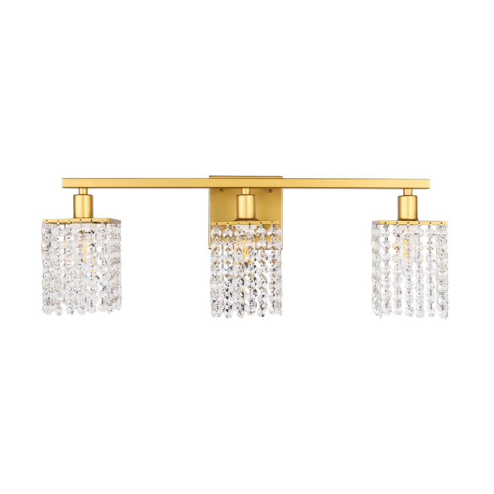 Phineas 3 Light Brass And Clear Crystals Wall Sconce. Picture 2