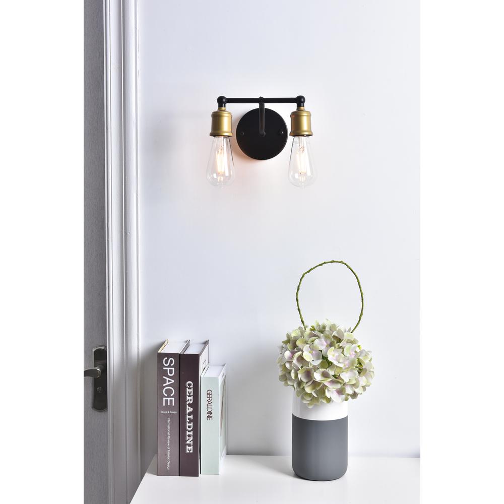 Serif 2 Light Brass And Black Wall Sconce. Picture 13