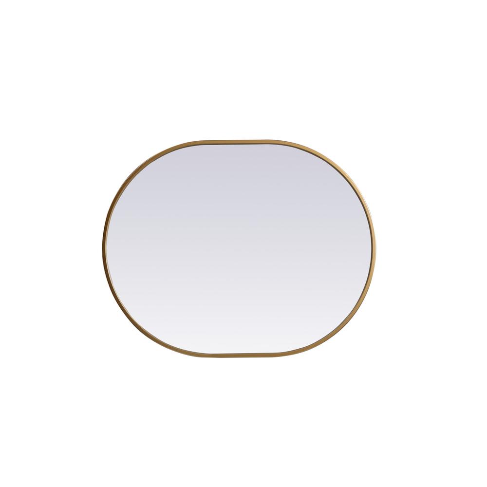 Metal Frame Oval Mirror 24X30 Inch In Brass. Picture 8