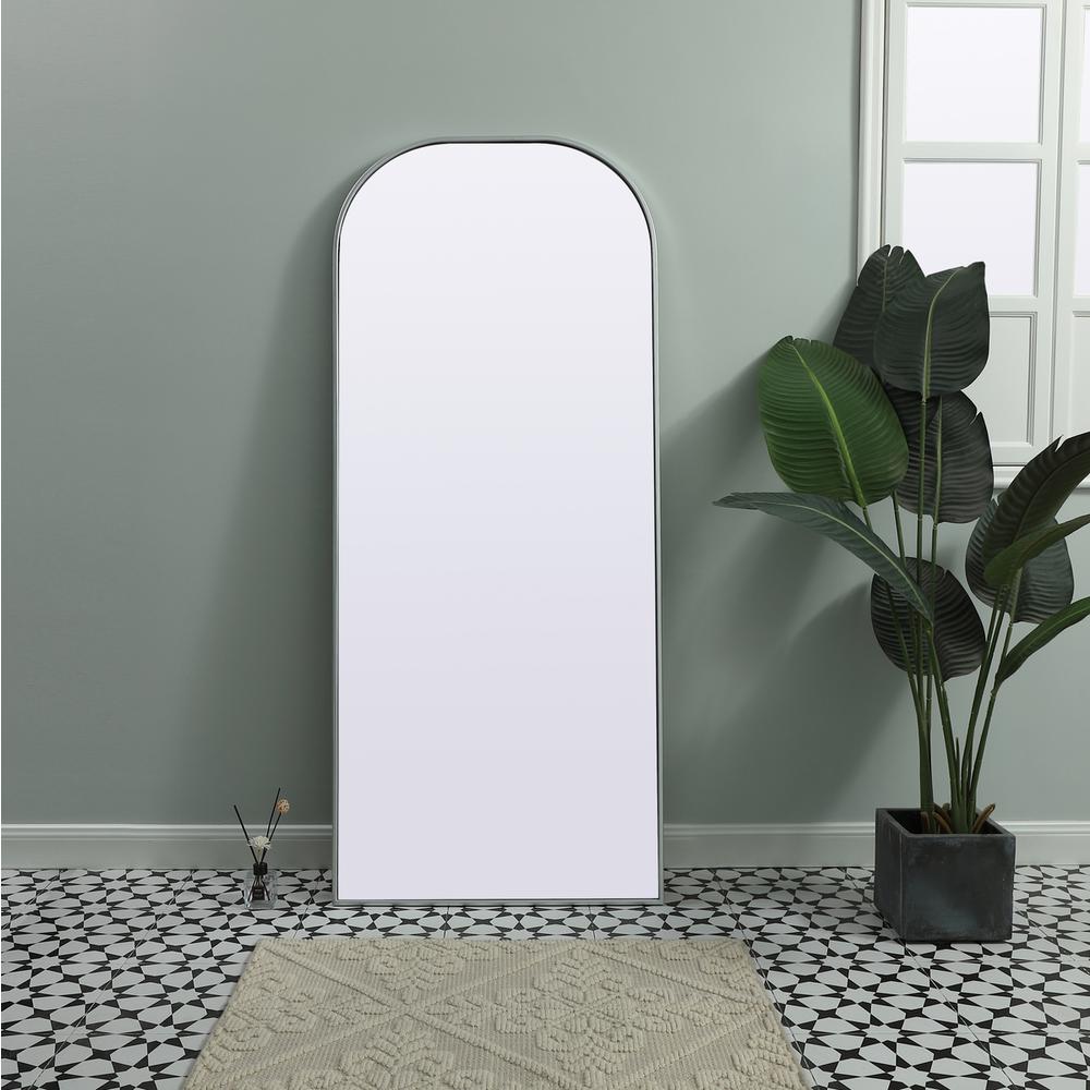 Metal Frame Arch Full Length Mirror 28X66 Inch In Silver. Picture 8