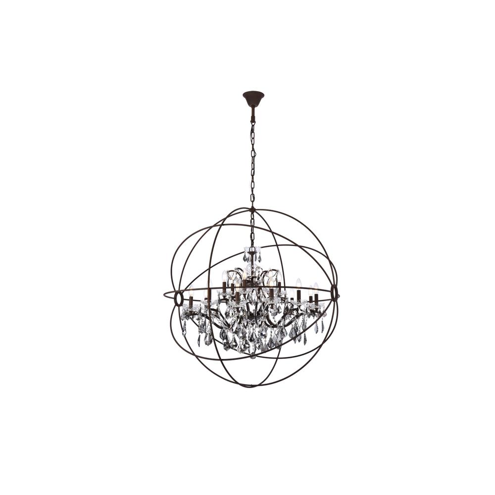 Geneva 18 Light Rustic Intent Chandelier Silver Shade (Grey) Royal Cut Crystal. Picture 1