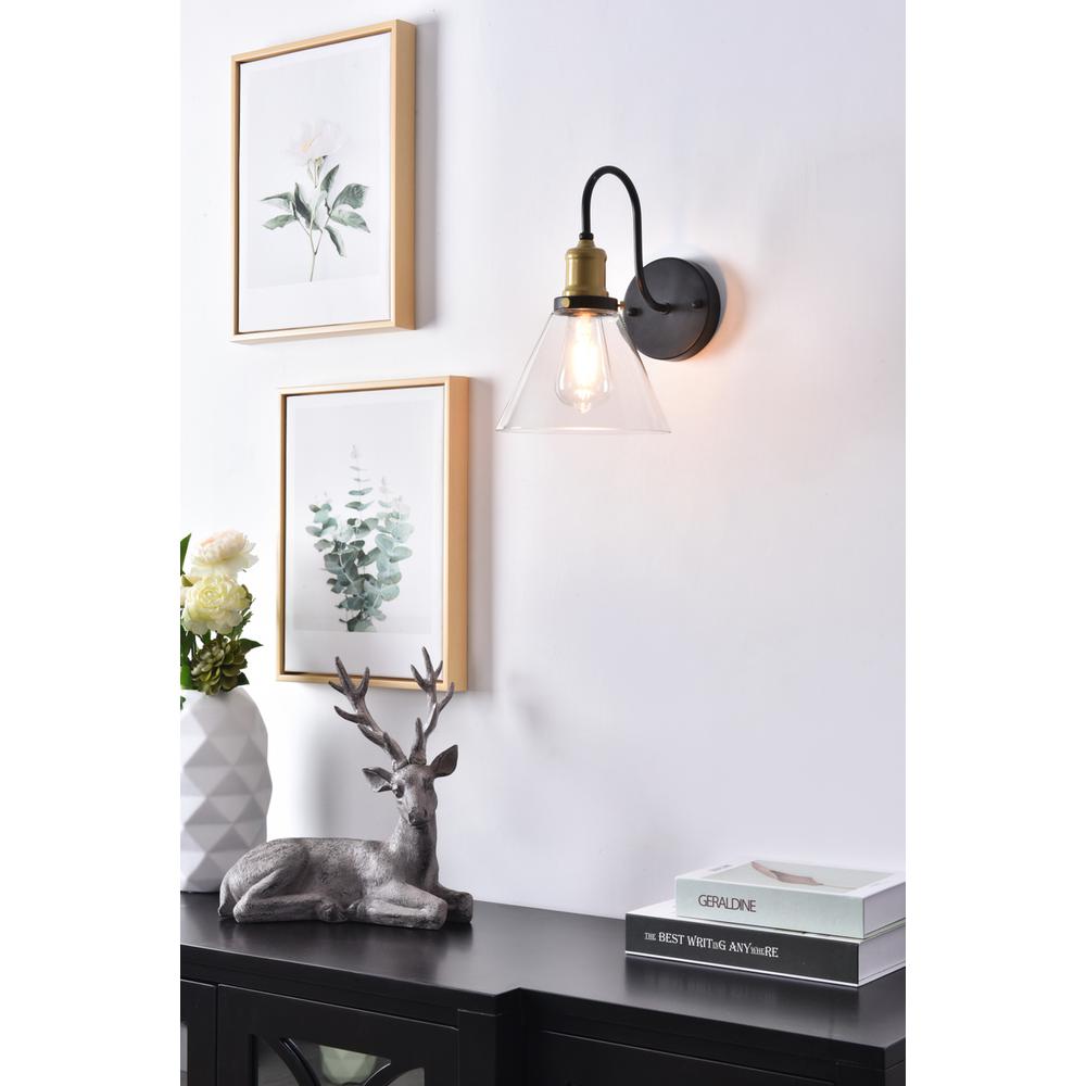 Histoire 1 Light Brass And Black Wall Sconce. Picture 14