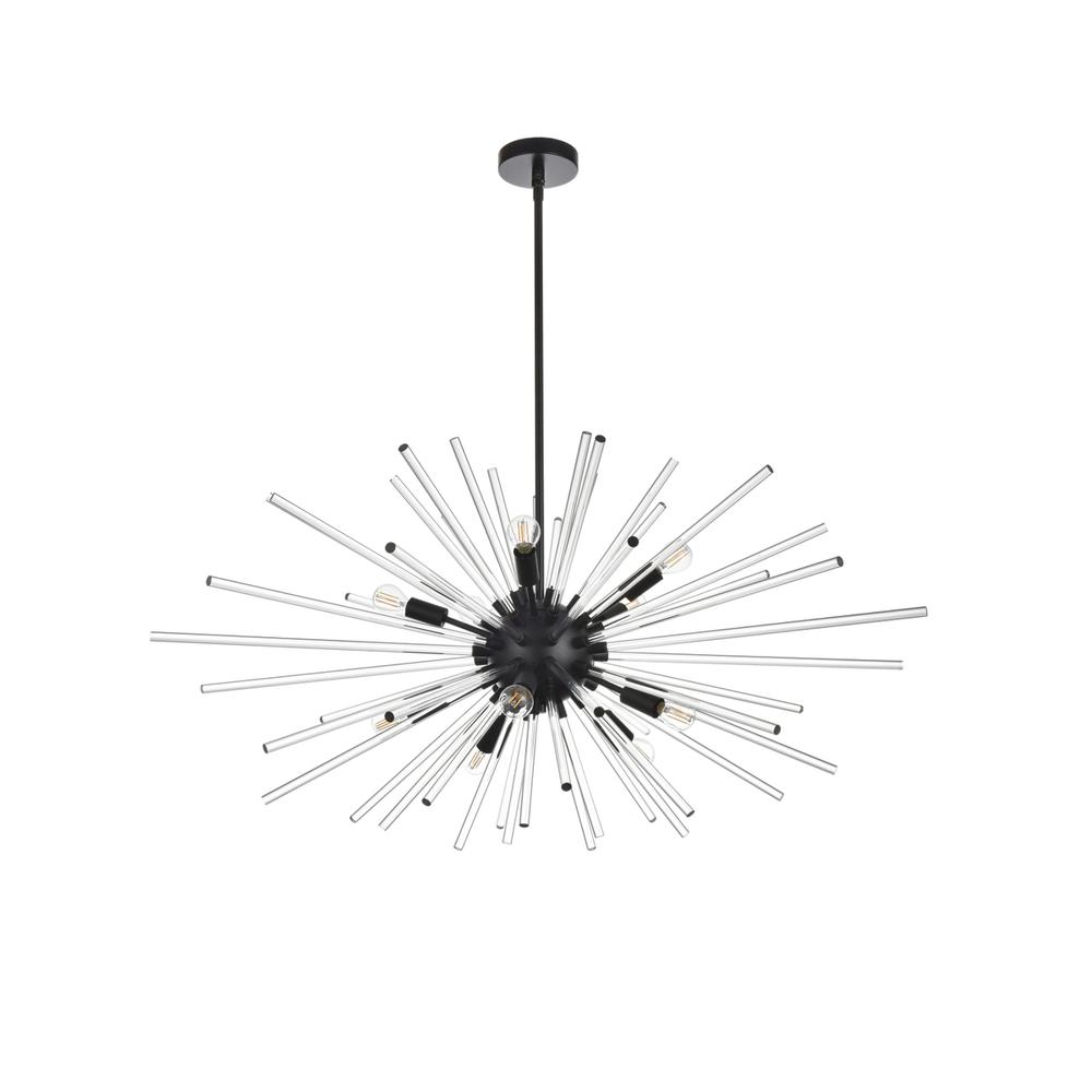 Sienna 42 Inch Crystal Rod Pendant In Black. Picture 6