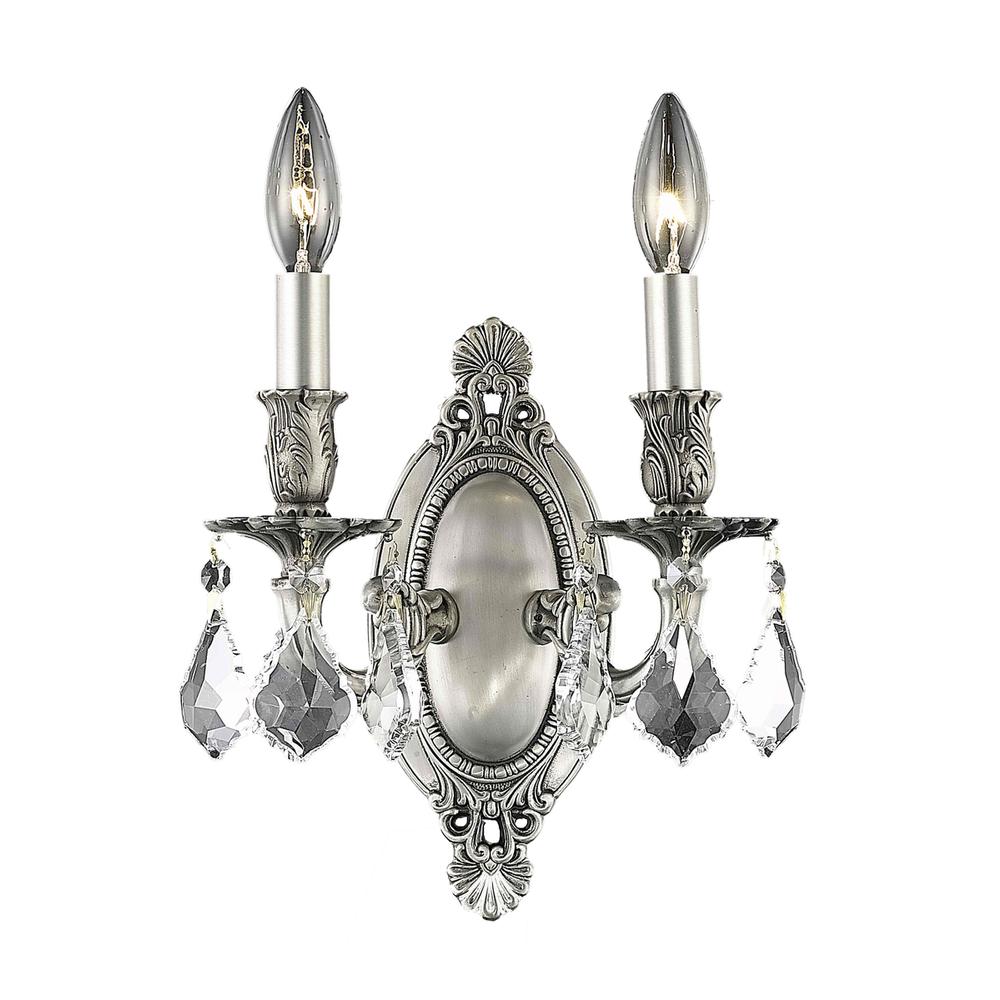 Rosalia 2 Light Pewter Wall Sconce Clear Royal Cut Crystal. Picture 1