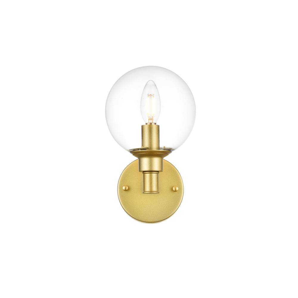 Jaelynn 1 Light Brass And Clear Bath Sconce. Picture 1