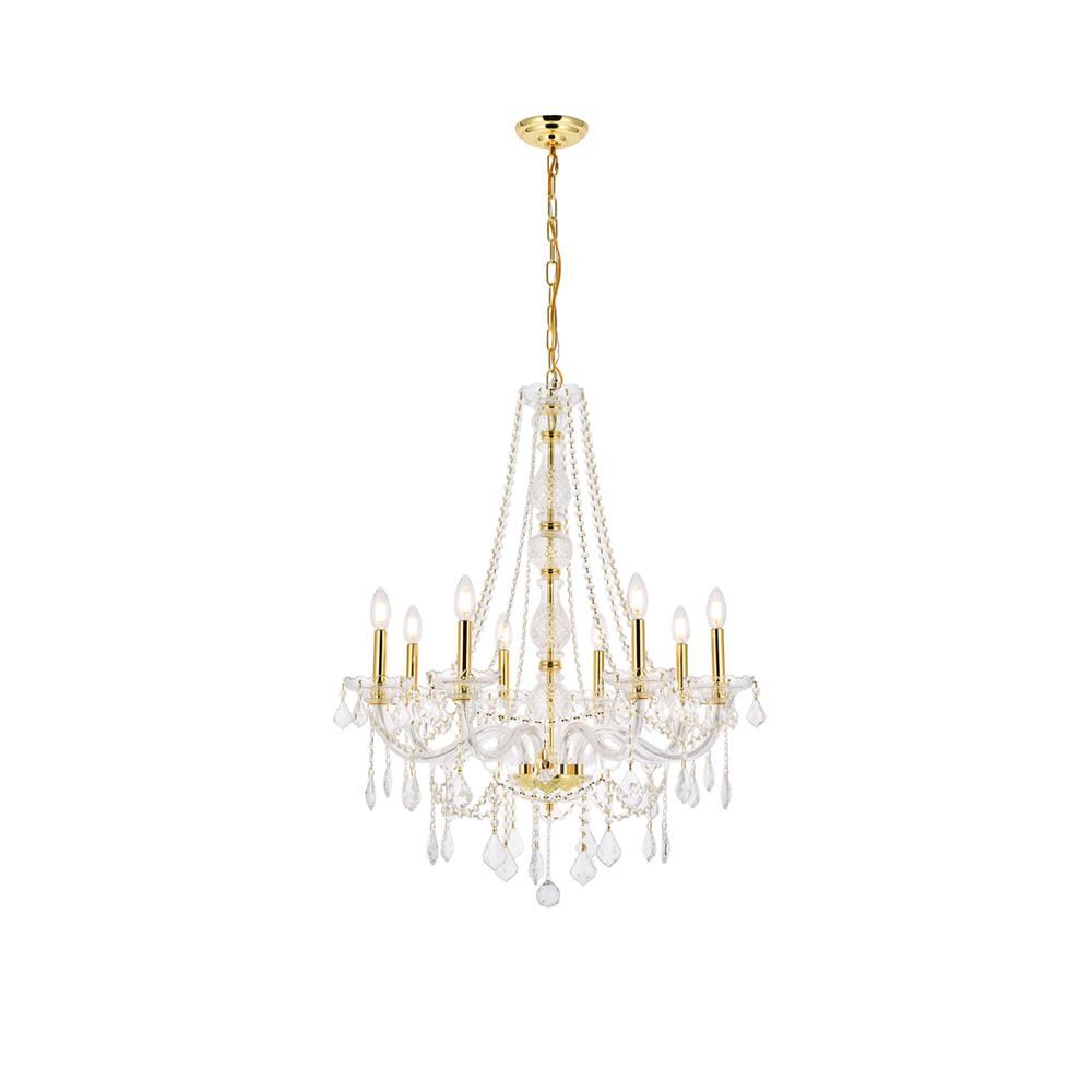 Verona 8 Light Gold Chandelier Clear Royal Cut Crystal. Picture 1