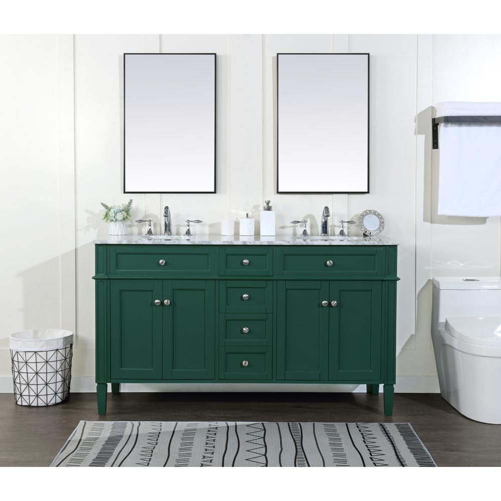 60 Inch Double Bathroom Vanity In Green. Picture 4