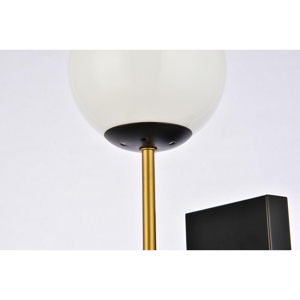 Neri 2 Lights Black And Brass And White Glass Wall Sconce. Picture 6