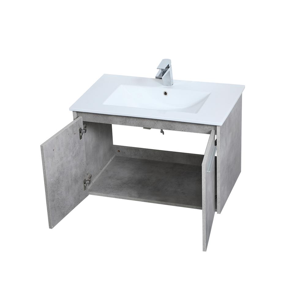 30 Inch  Single Bathroom Floating Vanity In Concrete Grey. Picture 8