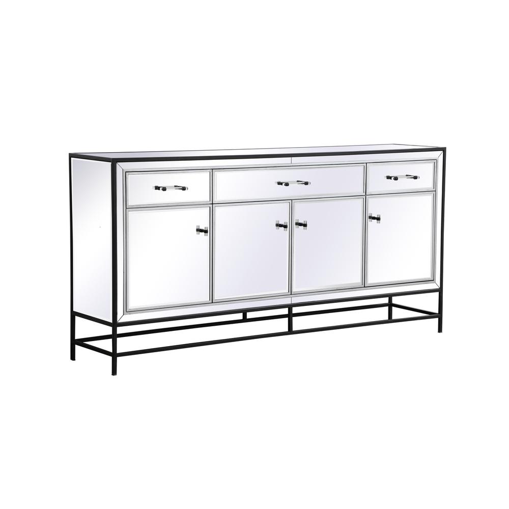 James 72 In. Mirrored Credenza In Black. Picture 4
