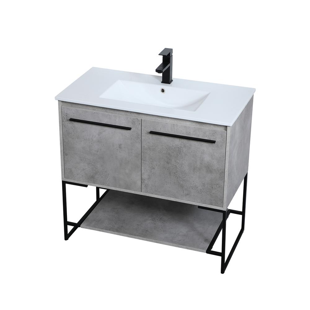 36 Inch  Single Bathroom Vanity In Concrete Grey. Picture 8