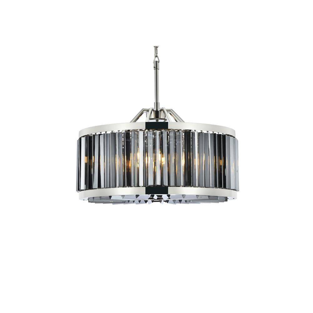 Chelsea 8 Light Polished Nickel Chandelier Silver Shade (Grey) Royal Cut Crystal. Picture 2