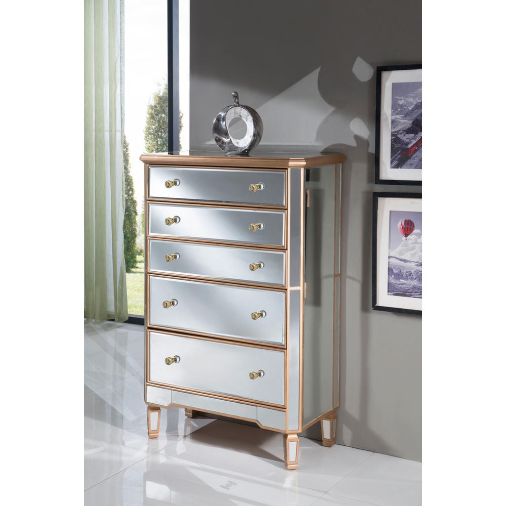 5 Drawer Cabinet 33 In. X 16 In. X 49 In. In Gold Paint. Picture 2