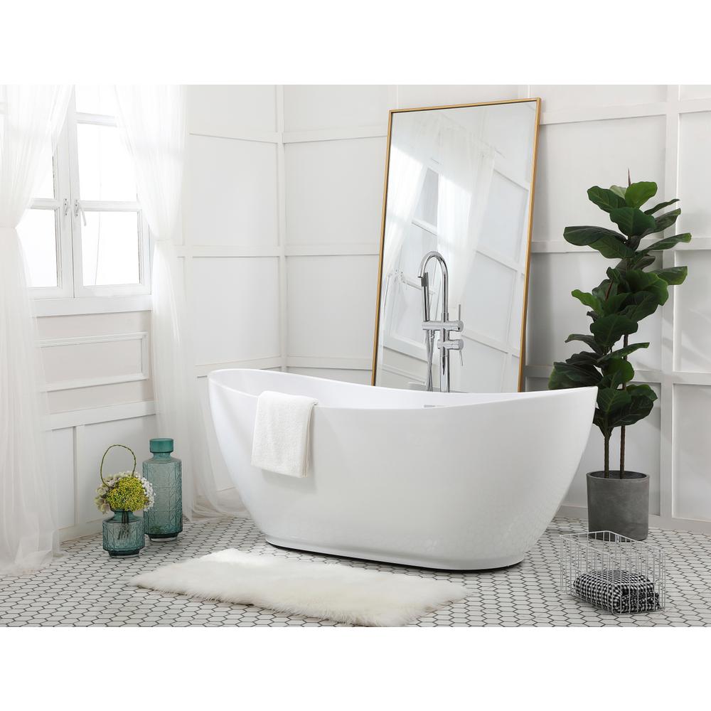 67 Inch Soaking Bathtub In Glossy White. Picture 2