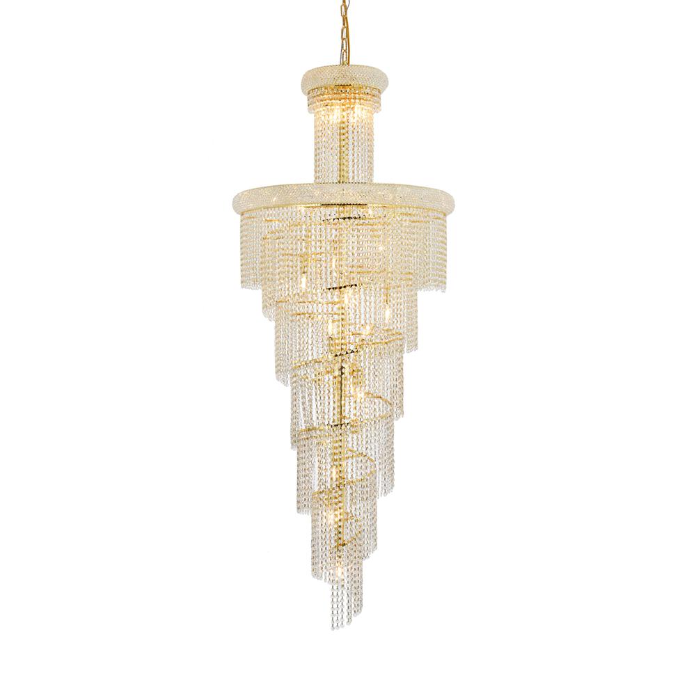 Spiral 28 Light Gold Chandelier Clear Royal Cut Crystal. Picture 2