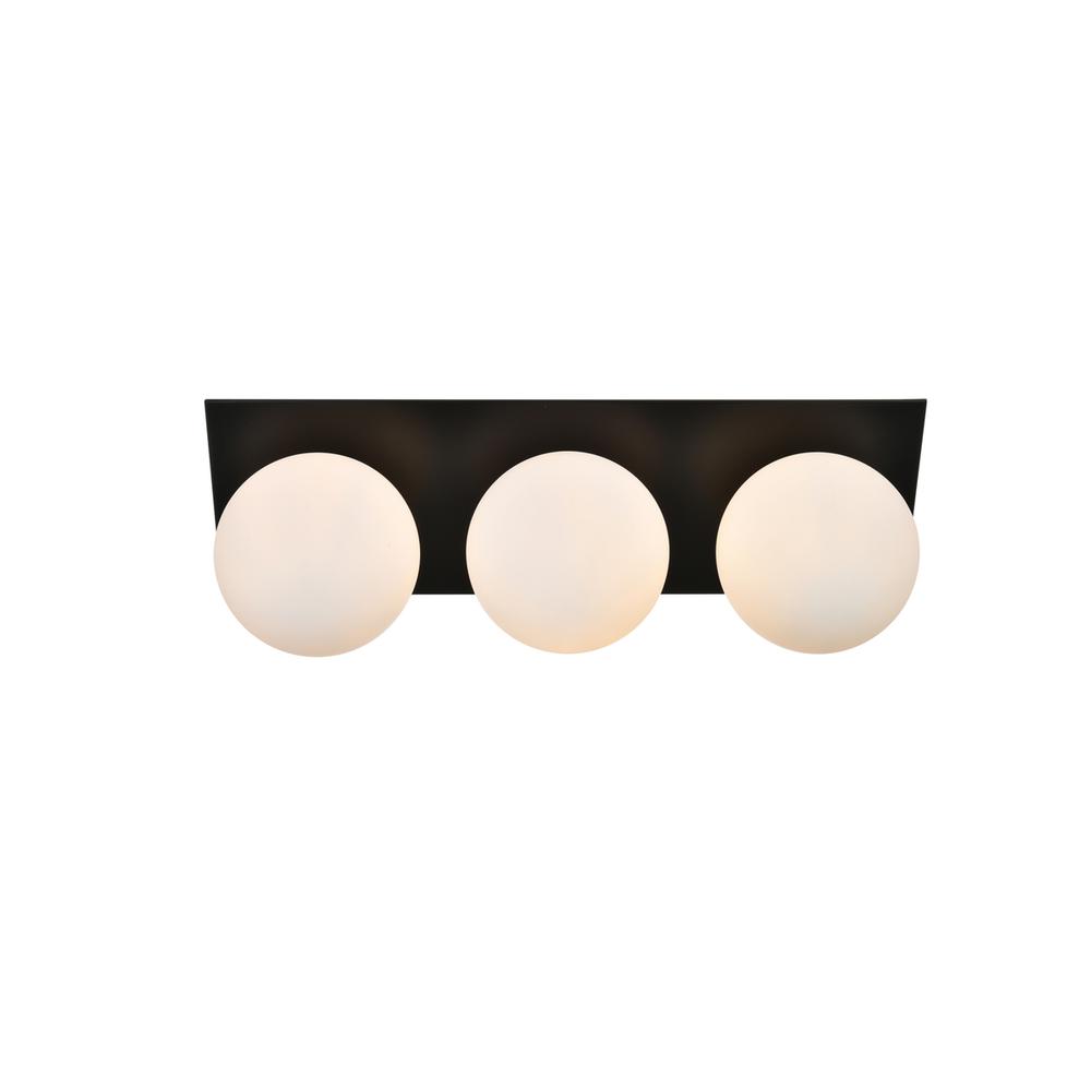 Jillian 3 Light Black And Frosted White Bath Sconce. Picture 1