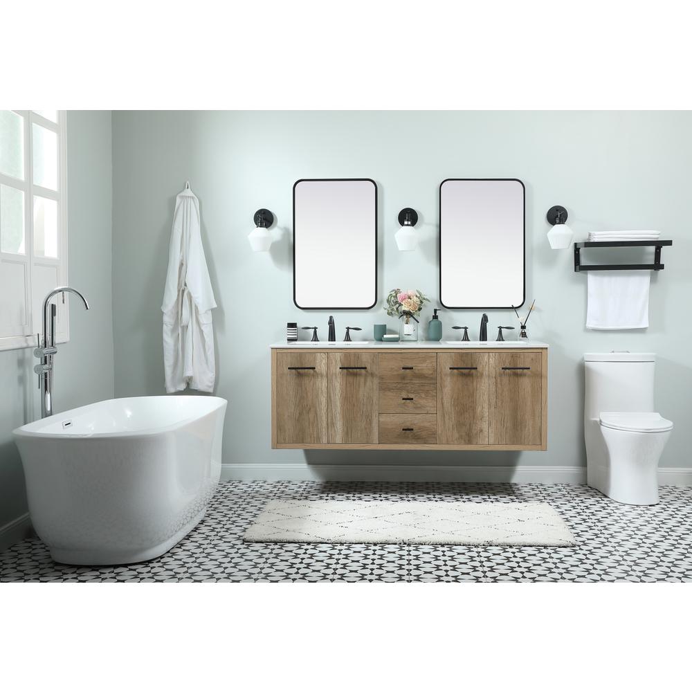 60 Inch Single Bathroom Vanity In Natural Oak. Picture 7
