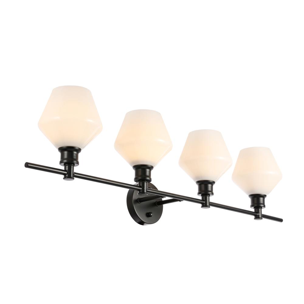 Gene 4 Light Black And Frosted White Glass Wall Sconce. Picture 7
