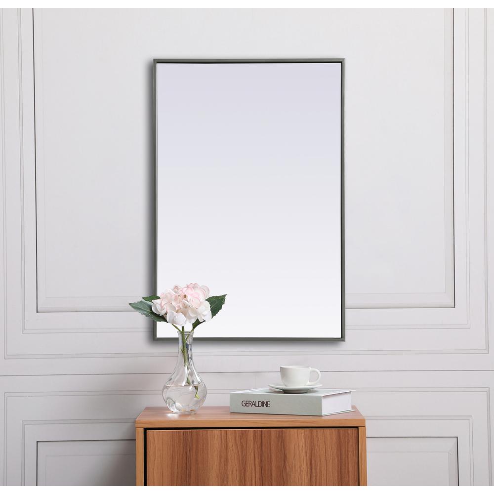 Metal Frame Rectangle Mirror 24X36 Inch In Silver. Picture 3