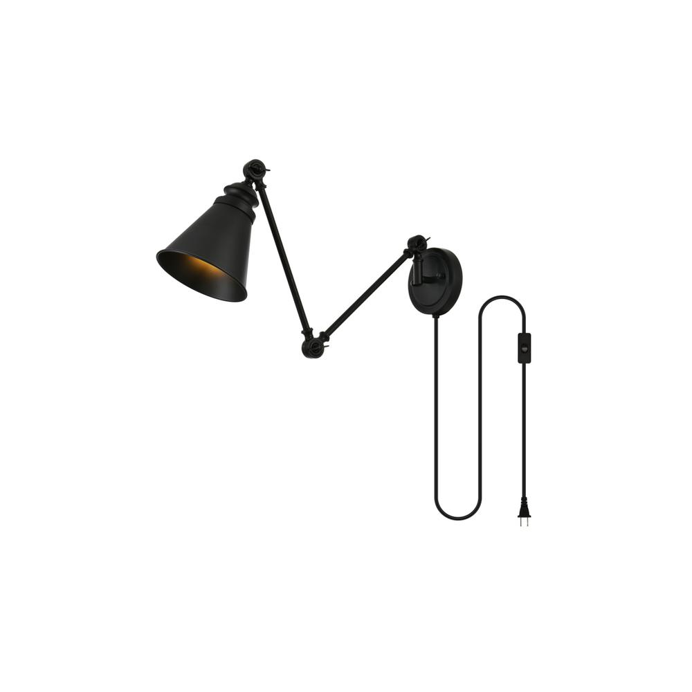 Van 1 Light Black Swing Arm Plug In Wall Sconce. Picture 2