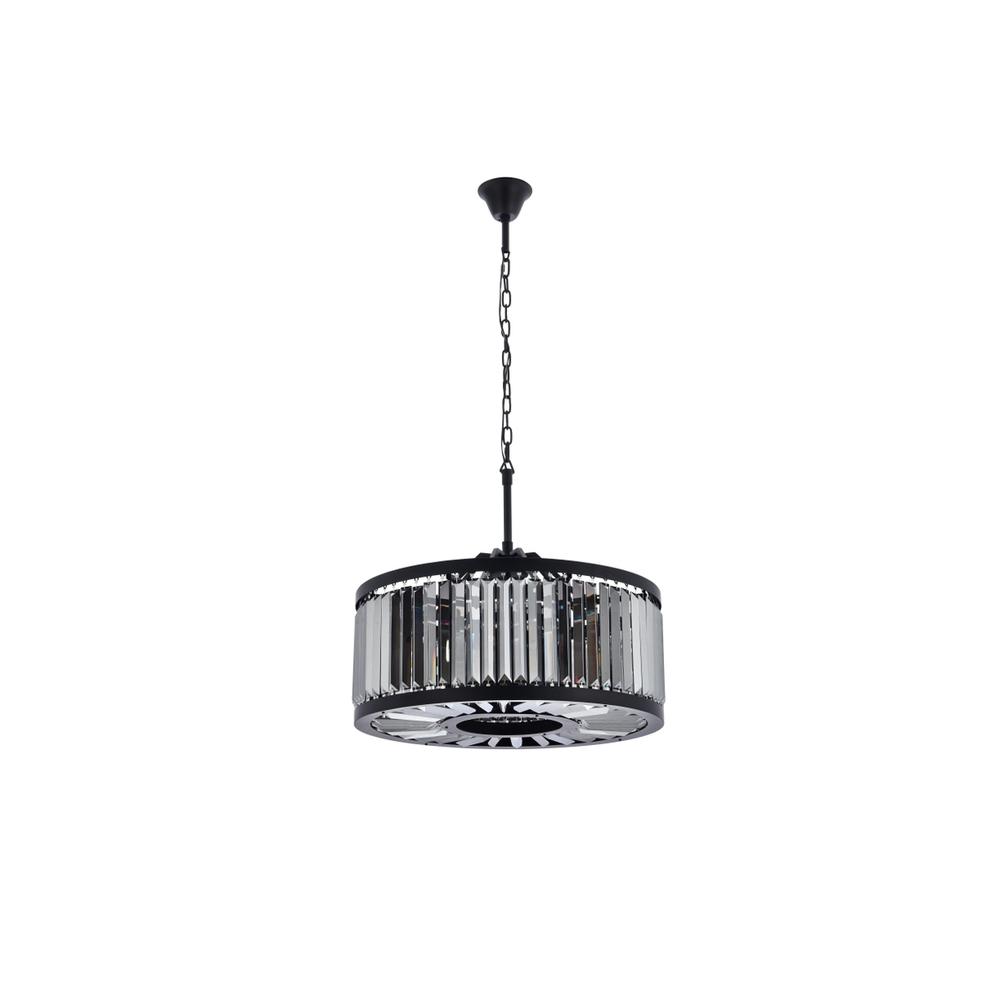 Chelsea 8 Light Matte Black Chandelier Silver Shade (Grey) Royal Cut Crystal. Picture 6