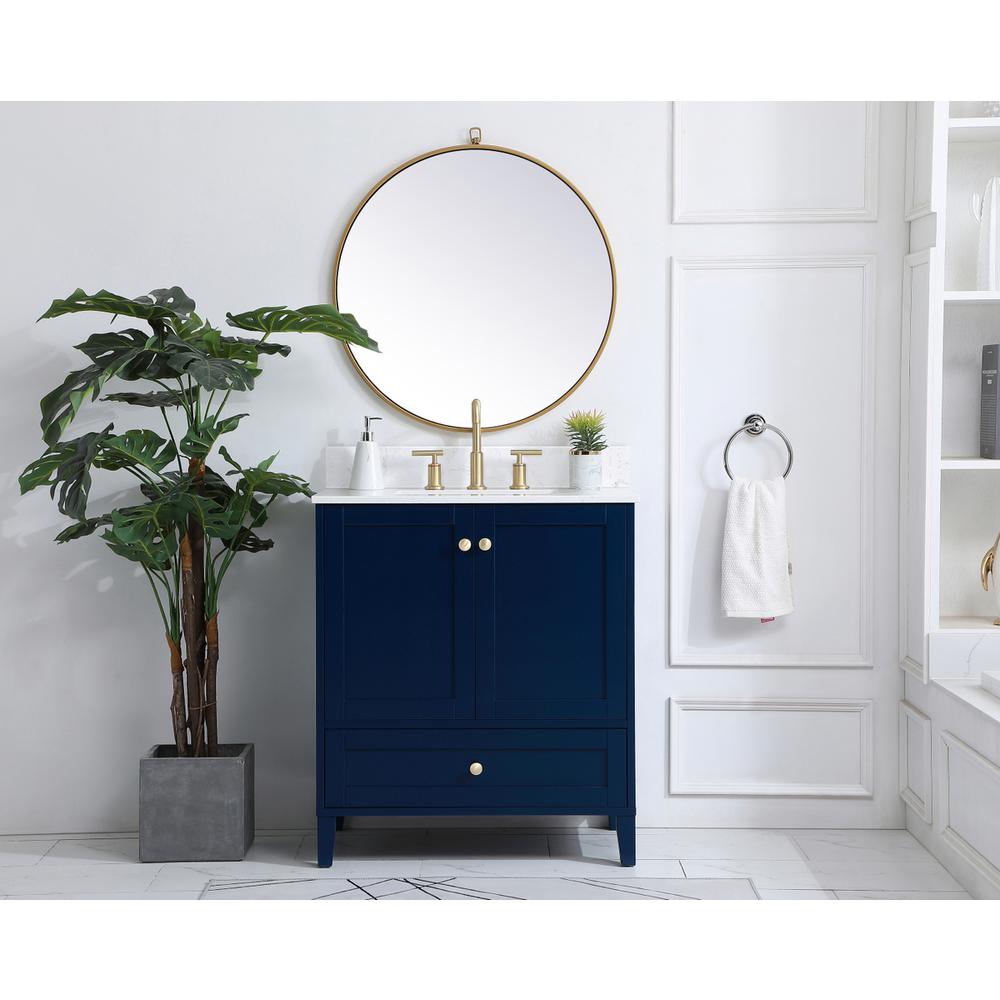 30 Inch Single Bathroom Vanity In Blue With Backsplash. Picture 4