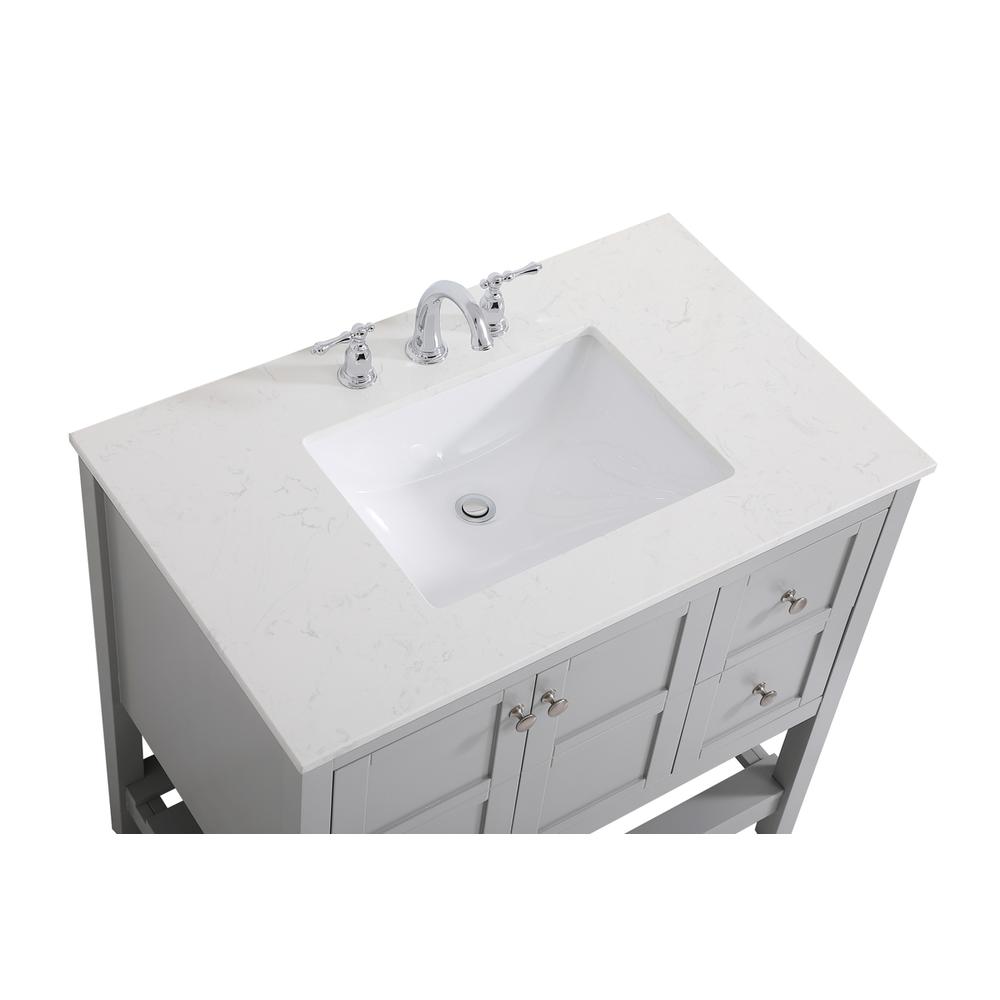 36 inch Single Bathroom Vanity in Gray. Picture 10