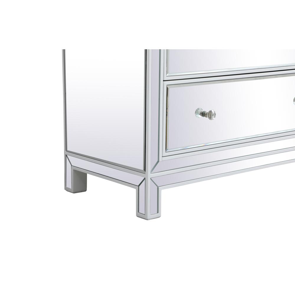 34 Inch Mirrored Five Drawer Cabinet In White. Picture 8