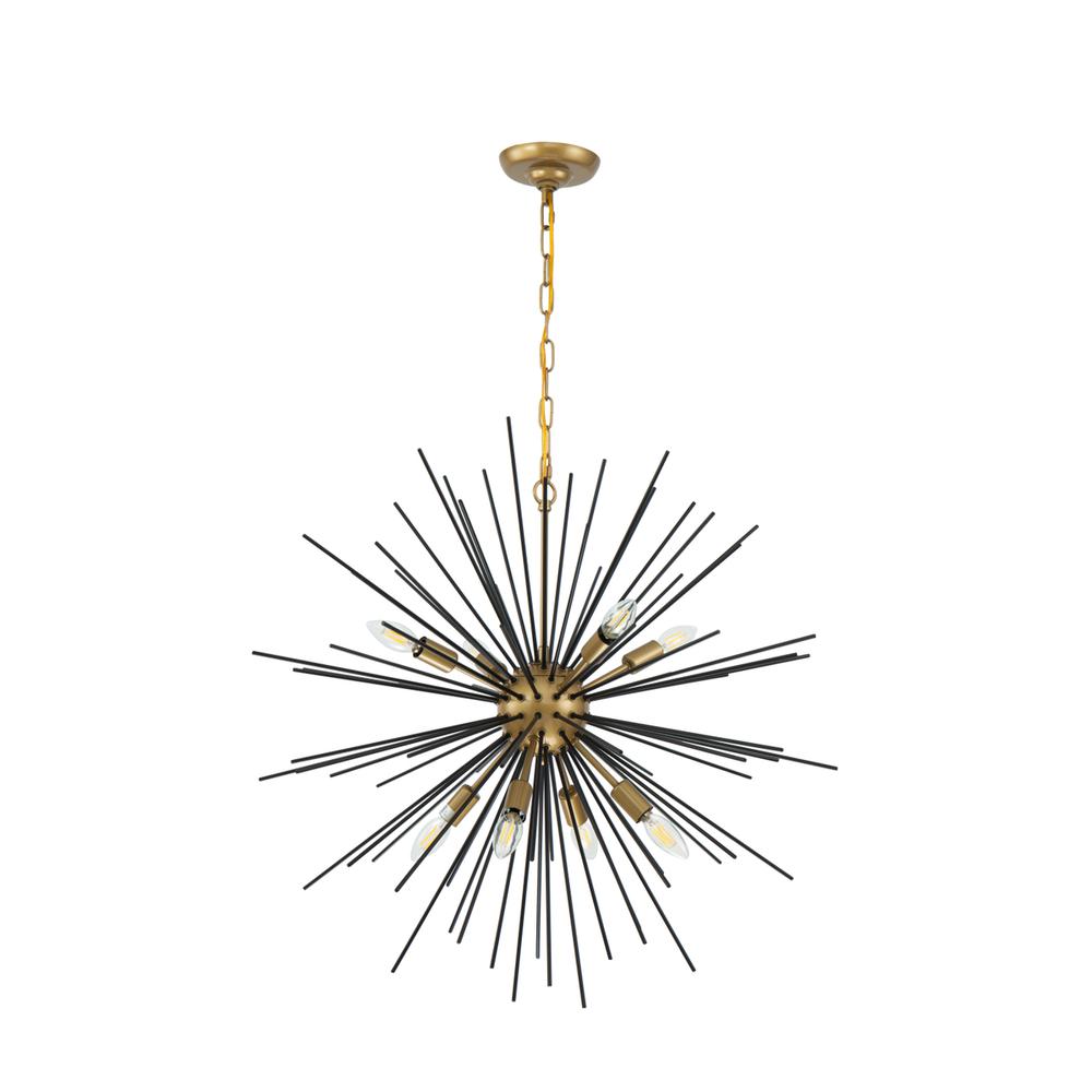 Timber 8 Light Brass And Black Pendant. Picture 8