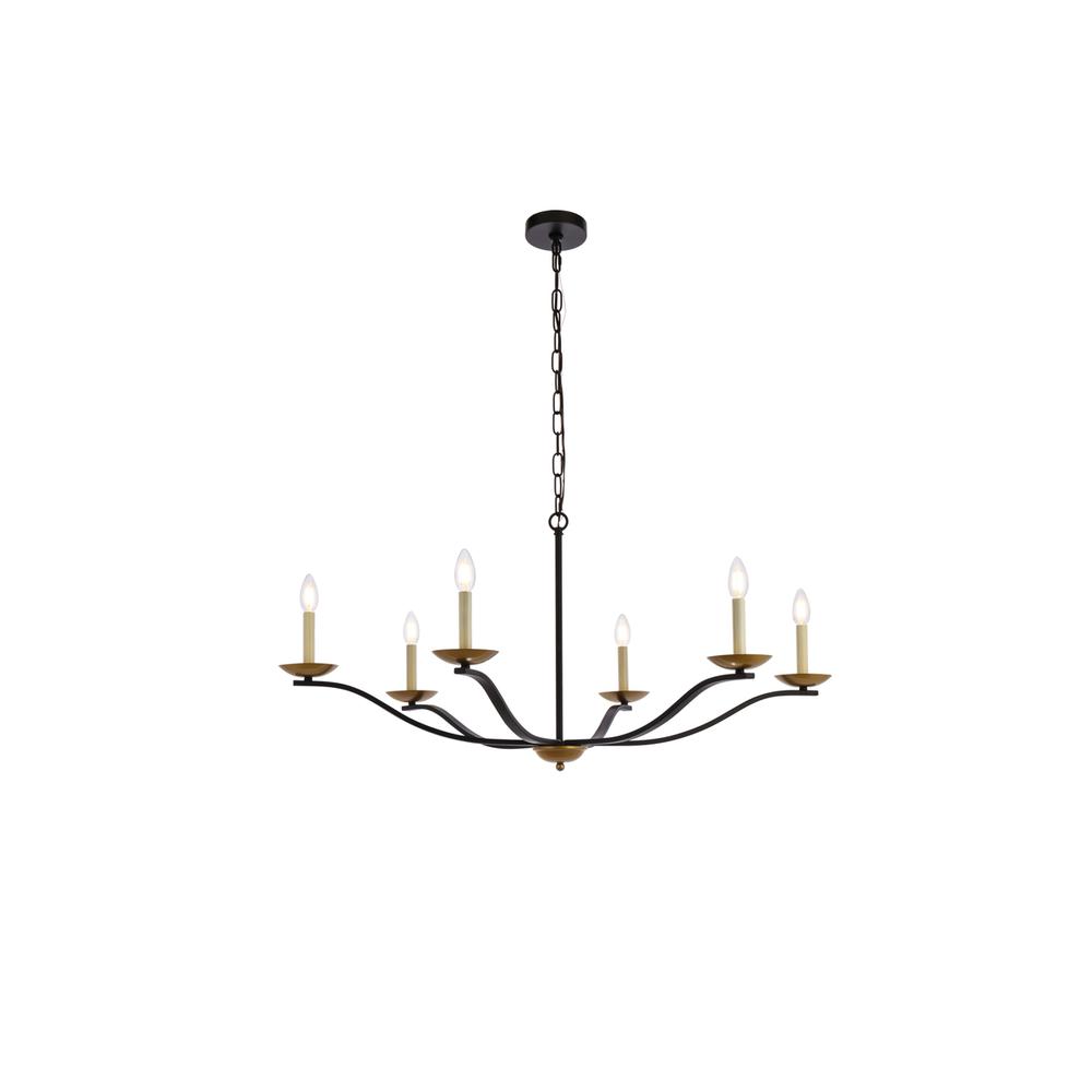 Trey 42 Inch Pendant In Black And Brass. Picture 1