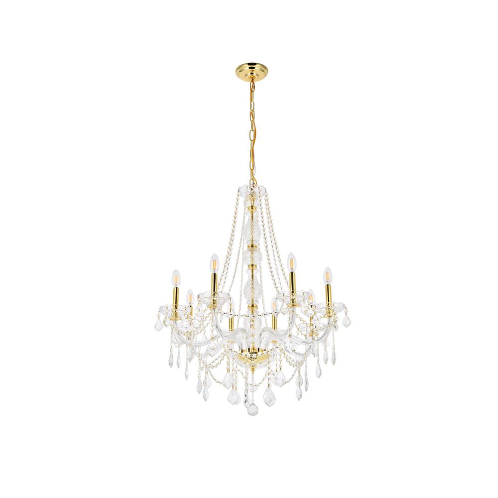 Verona 8 Light Gold Chandelier Clear Royal Cut Crystal. Picture 6