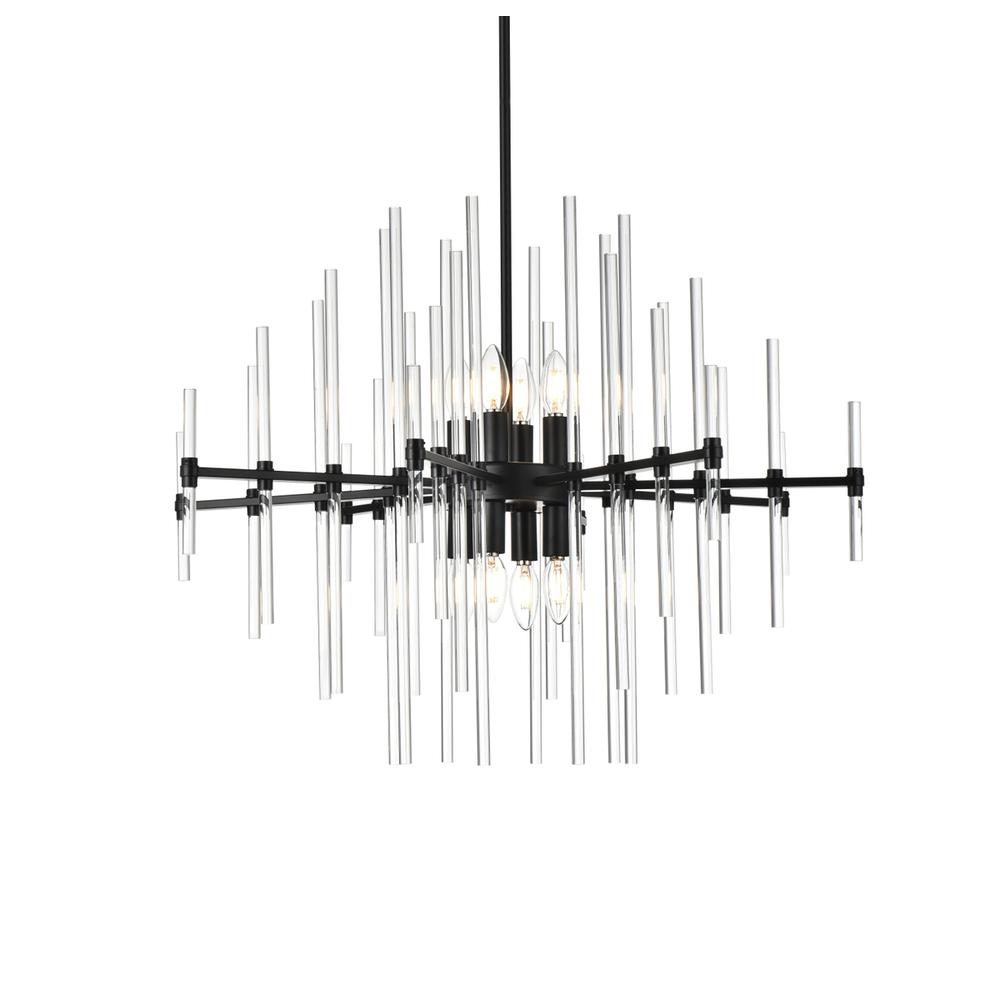 Sienna 31 Inch Crystal Rod Pendant In Black. Picture 2