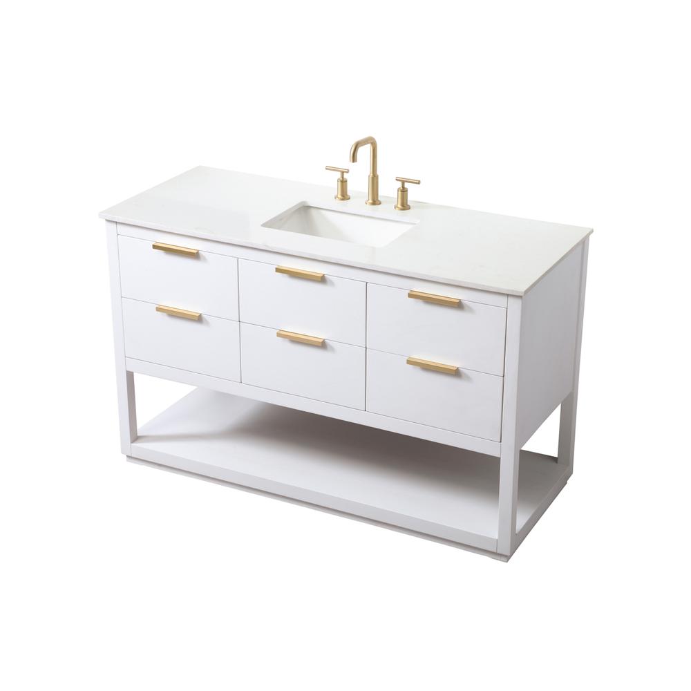 54 Inch Single Bathroom Vanity In White. Picture 8