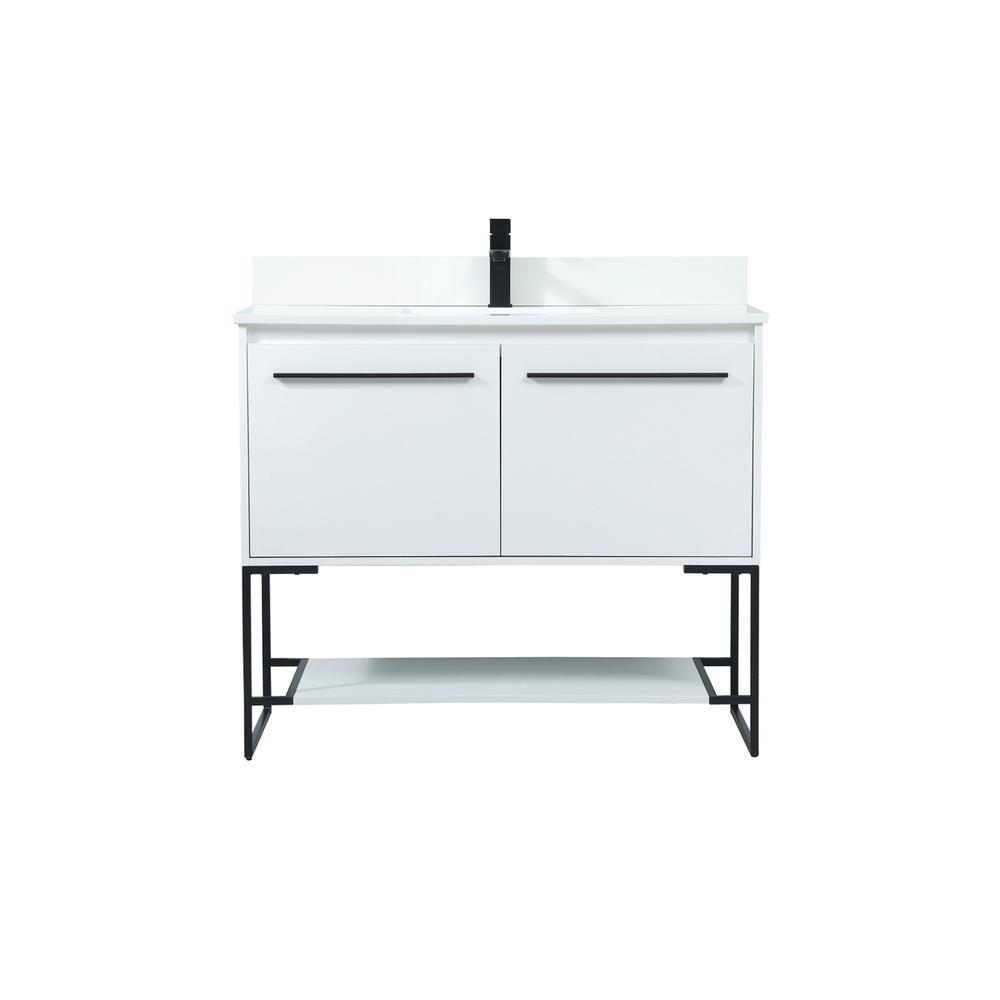 40 Inch Single Bathroom Vanity In White With Backsplash. Picture 1
