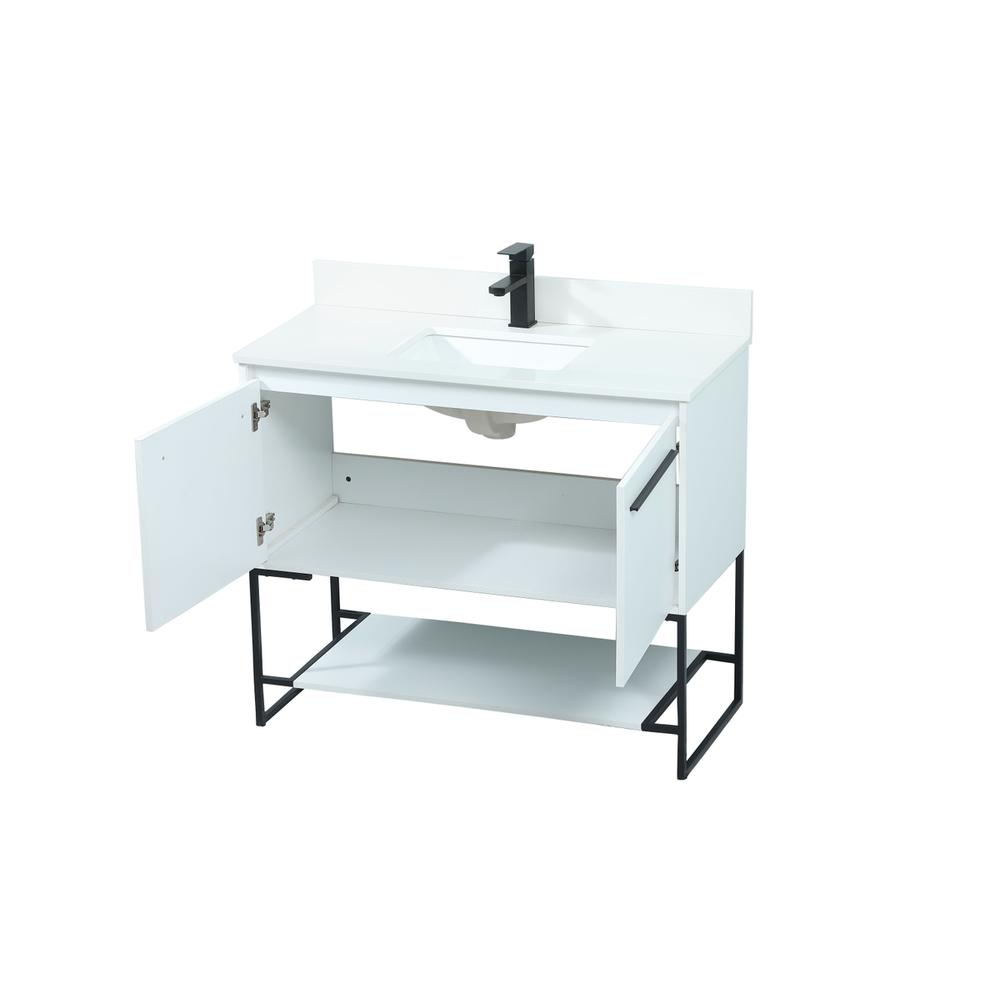 40 Inch Single Bathroom Vanity In White With Backsplash. Picture 9