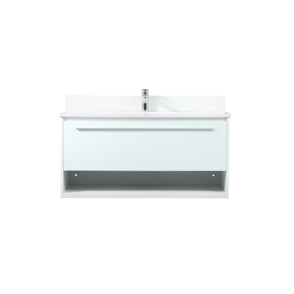 40 Inch Single Bathroom Vanity In White With Backsplash. Picture 1