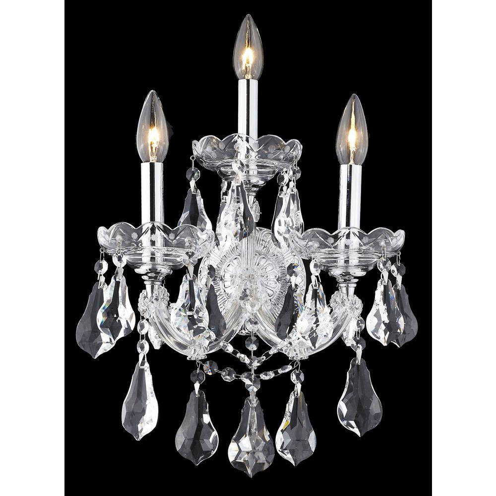 Maria Theresa 3 Light Chrome Wall Sconce Clear Royal Cut Crystal. Picture 1